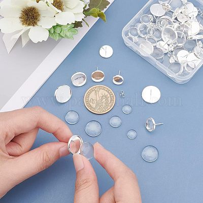 104шт набор для самостоятельного изготовления сережек-гвоздиков из нержавеющей стали 304 DIY-UN0002-50S-1