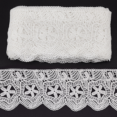 15 ярд хлопковой кружевной ленты с цветочной вышивкой OCOR-WH0086-91A-1