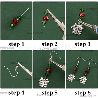 Набор для изготовления сережек на рождественскую тему своими руками DIY-SC0022-77-1
