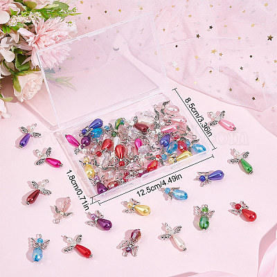 60 шт. 4 подвески из гальванического стекла и искусственного жемчуга FIND-SC0004-04-1