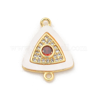 Подвески-коннекторы из латуни с микропаве из прозрачного кубического циркония и ракушки KK-M303-03G-10-1