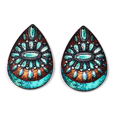 Большие подвески из липы с односторонним принтом WOOD-TAC0021-12B-1