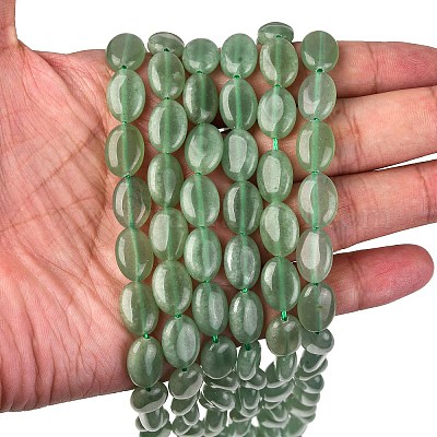 Естественный зеленый авантюрин плоские овальные пряди шарик G-M206-22-1