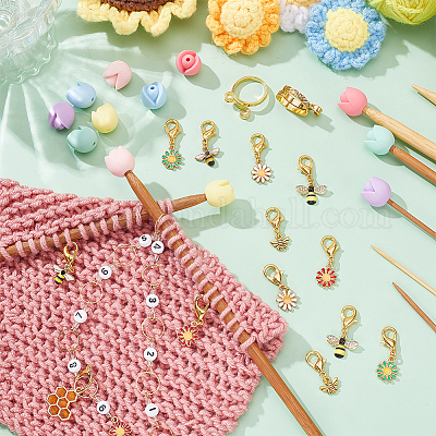 Наборы инструментов для вязания пчел и цветов своими руками HJEW-NB00059-1