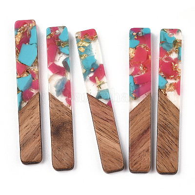 Большие подвески из прозрачной смолы и орехового дерева RESI-TAC0017-70-A04-1