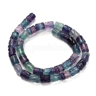 Нити резных бусин из натурального флюорита G-L634-Q01-01-1