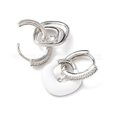 Квадратные серьги-подвески с микропаве из прозрачных кубических цирконий из латуни EJEW-A149-01A-P-1