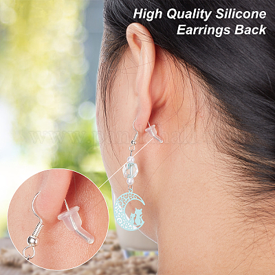 Wholesale SUNNYCLUE 1 Box 150Pcs/ 75 Pairs Silicone Earring Backs Clear  Hypoallergenic Secure Push-Back Earring Stoppers Full Cover Ear Nuts Soft  Safety Back Pads Stopper for Jewelry Making Stud Earring Adult 