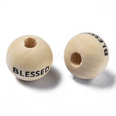 Набивные европейские бусины из натурального дерева WOOD-T019-45-1