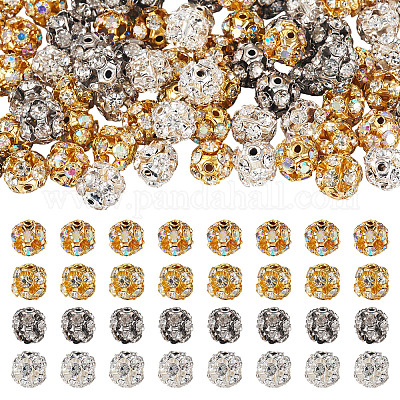 80шт 4 цвета латунные бусины со стразами KK-TA0002-11B-1