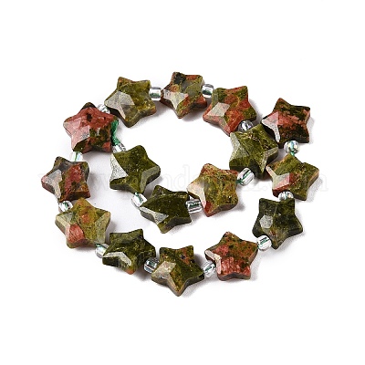 Природные Unakite бисер нитей G-T138-187-1