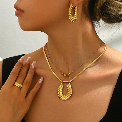 Серьги-кольца из нержавеющей стали в форме подковы CJ2846-1