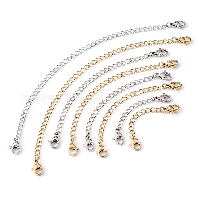 4pcs Necklace Extender Silver, 2/4/6/8 Inches Necklace Clasp Extender Chain  Extenders for Necklaces Bracelets Jewelry Making Women Men (4 Sizes)