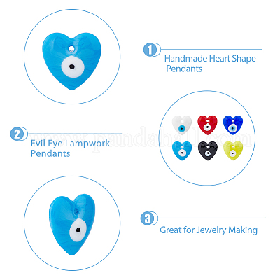 12 шт. 6-х цветные подвески ручной работы в стиле лэмпворк от сглаза LAMP-DC0001-12-1