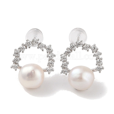 Серьги-гвоздики из стерлингового серебра с защитой от потускнения EJEW-C087-09A-P-1