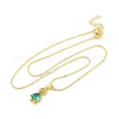 Ожерелья с подвеской из латуни и циркония для мальчиков для женщин NJEW-S430-01G-04-1