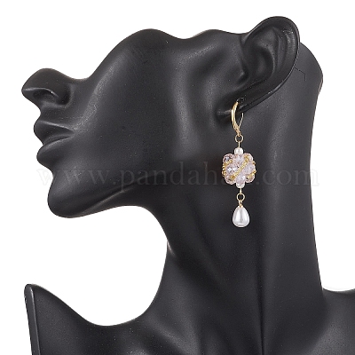 Стеклянные серьги-капли с застежкой-рычагом EJEW-MZ00531-03-1