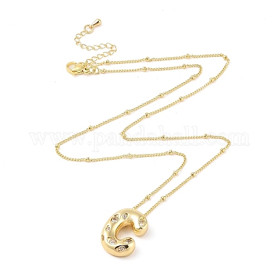 Ожерелья с подвесками из латуни с прозрачным кубическим цирконием NJEW-Z038-01G-C-1