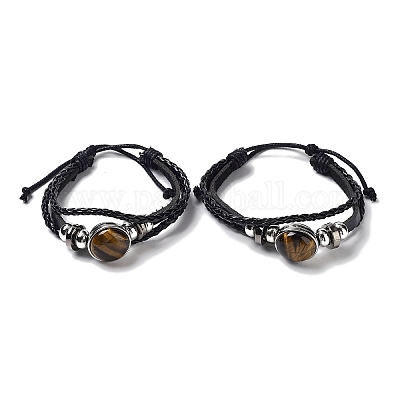 Натуральные многониточные браслеты «Тигровый глаз» BJEW-Q337-01H-1
