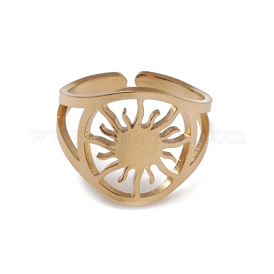 Ионное покрытие(ip) 304 нержавеющая сталь солнце открытые манжеты кольца для женщин RJEW-G285-24G-1