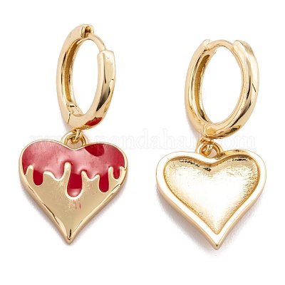 Серьги-кольца Huggie из латуни с эмалью EJEW-F264-17-G-1