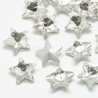 Cabochons en verre avec strass de dos avec point&nbsp;RGLA-T085-8mm-01-1