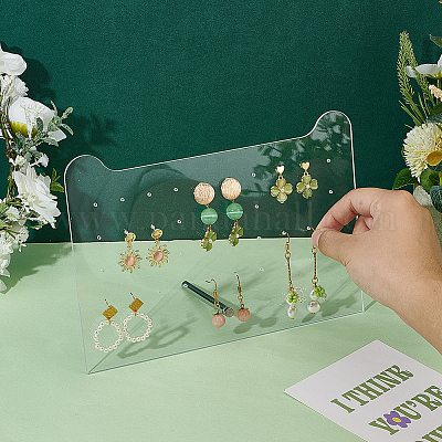 Прозрачная акриловая наклонная полка для хранения сережек EDIS-WH0001-04D-1