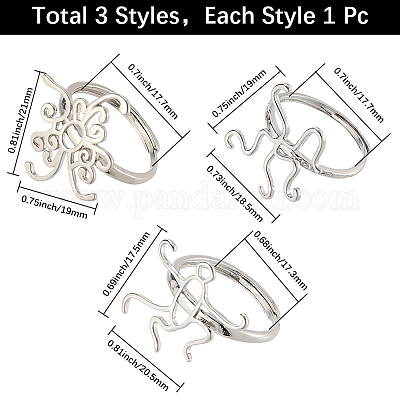 3 шт. 3 стиля регулируемых латунных колец FIND-SC0016-75-1