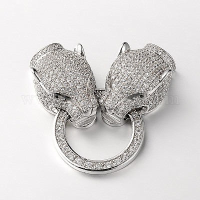 Латунные микро проложить кубического циркония раз за застежками ZIRC-M043-P-02-RS-1