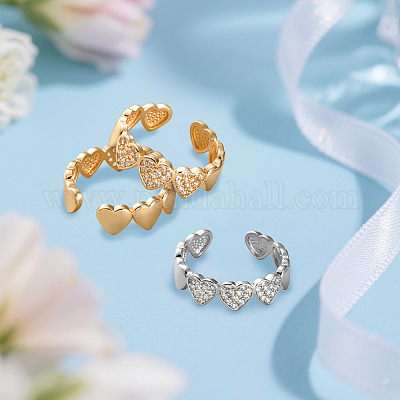 4 шт. 2 цвета латуни со стразами регулируемые открытые манжеты для женщин RJEW-HY0001-03-1