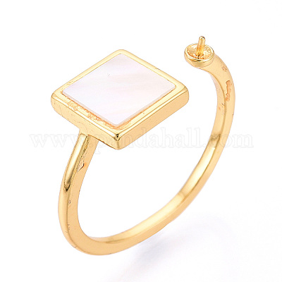 Квадратные латунные и ракушечные колышки для колец KK-N274-28G-1