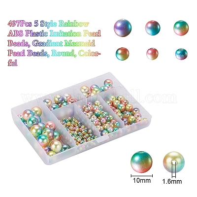 497шт 5 стиля радуги абс пластик имитация жемчуга OACR-YW0001-07B-1