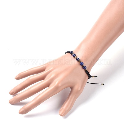 Регулируемые браслеты из плетеных бусин из натурального лазурита (окрашенные) BJEW-JB04599-05-1