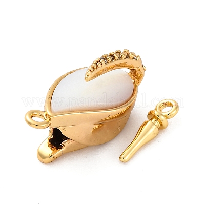 Застежки из латуни и черной ракушки и эпоксидной смолы KK-P291-26G-02-1