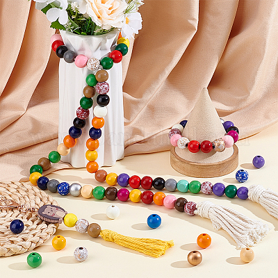360шт 30 цвета деревянные европейские бусины WOOD-PH0003-32-1