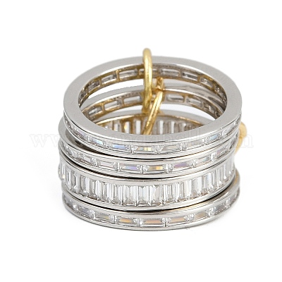 Женские кольца-пальцы с микропаве из кубических цирконий из латуни RJEW-P160-01H-P01-1