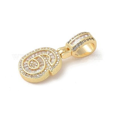 Европейские подвески из латуни с прозрачным кубическим цирконием KK-R003-01G-06-1