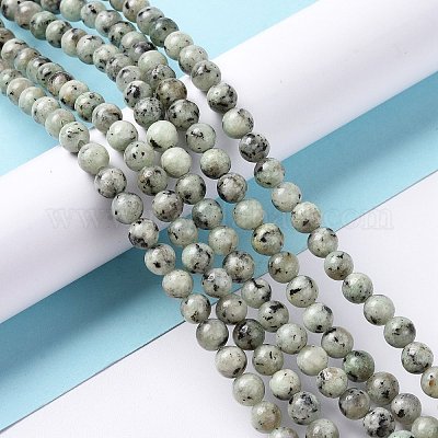 Натуральная нить из кунжутной яшмы / киви G-R345-6mm-12-1