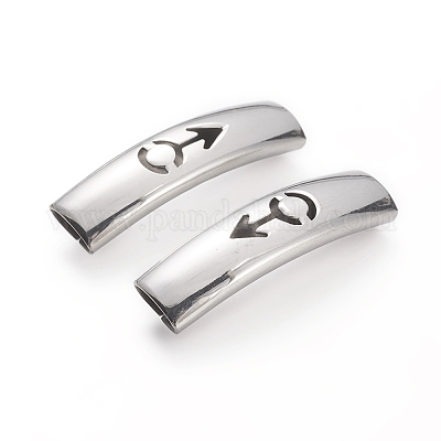 Изогнутые трубчатые бусины из нержавеющей стали 201 STAS-D169-30P-1