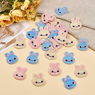 30 шт. вязаные аппликации из пряжи кролика двух цветов DIY-MA0006-86-1