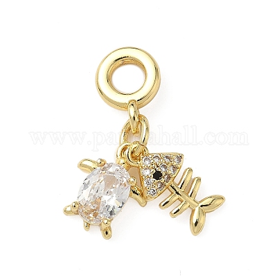 Европейские подвески-шармы с морскими животными из латуни KK-I371-39G-03-1