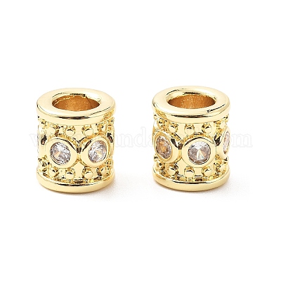 Колонна латунные микропаве прозрачные кубические цирконии европейские бусины KK-L237-017G-1