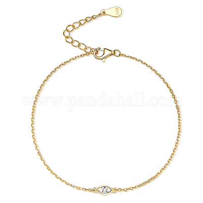 Серебряный браслет s925 с фианитами и звеньями в виде конского глаза AI2382-1