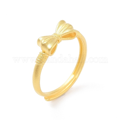 Регулируемые латунные кольца для женщин с бантом RJEW-L120-016G-02-1