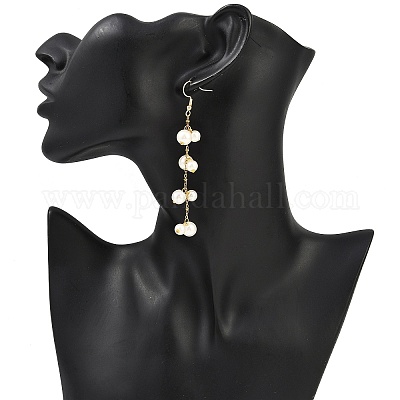 Стеклянные под жемчуг болтающийся серьги EJEW-JE06463-01-1