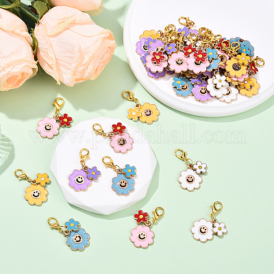 40шт 5 цвета сплава эмали кулон украшения&nbsp;HJEW-YW00159-1