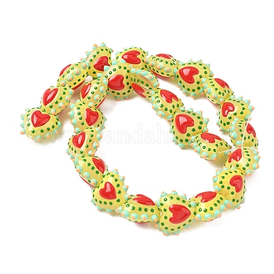 Запекаемые стеклянные бусины с рисунком в виде сердца LAMP-V001-09A-1