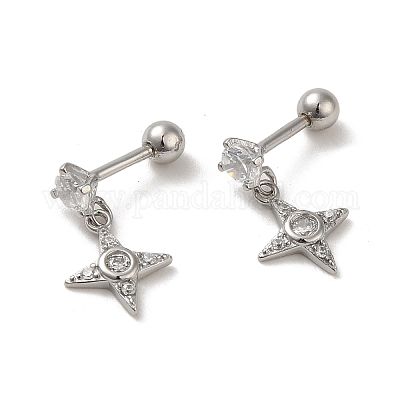 925 женская серьга из стерлингового серебра с микропаве из циркония EJEW-E307-07P-1