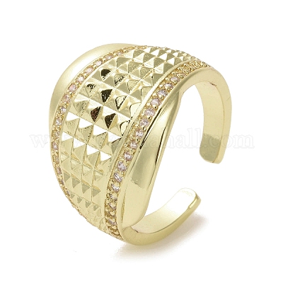 Открытое кольцо-манжета из латуни с микропаве из кубического циркония RJEW-K256-50G-1