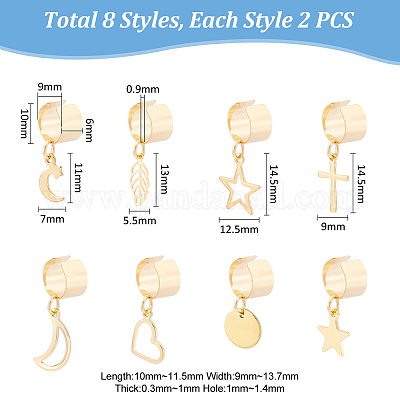 8 пара 8-х стильных серег-манжет из нержавеющей стали 304 EJEW-UN00004-1